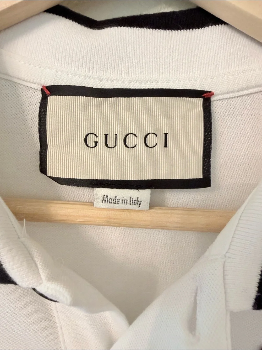 Gucci Dog Cat Patch Polo Shirt White Black Stripe Rare Alessandro Michele Size S